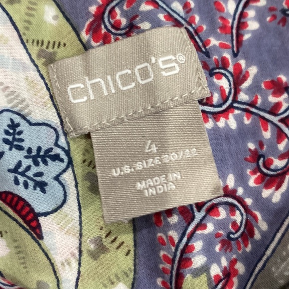 Chicos button down front 3/4 sleeve 100% cotton shirt size 4 (20/22) - Picture 2 of 8